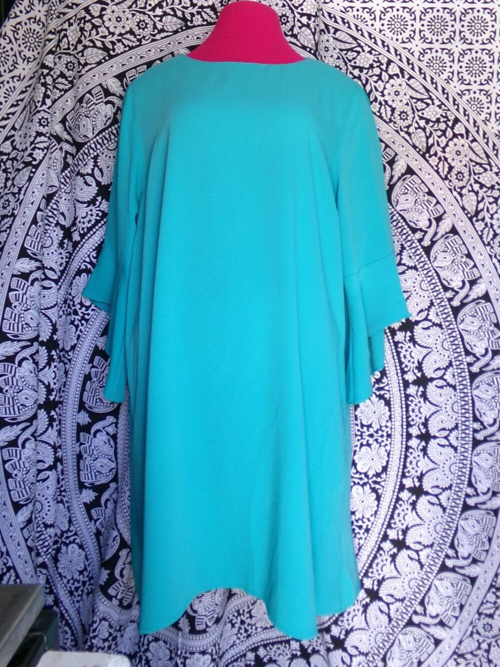 Caroline Rose Teal Dress Sz L - Picture 2 of 7